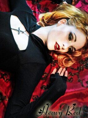 Heavy Red Y2K Goth Punk Emo Couture Noire Black Top Hoodie SMALL